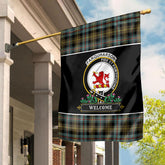 Farquharson Weathered Tartan Crest Garden Flag - Welcome Style